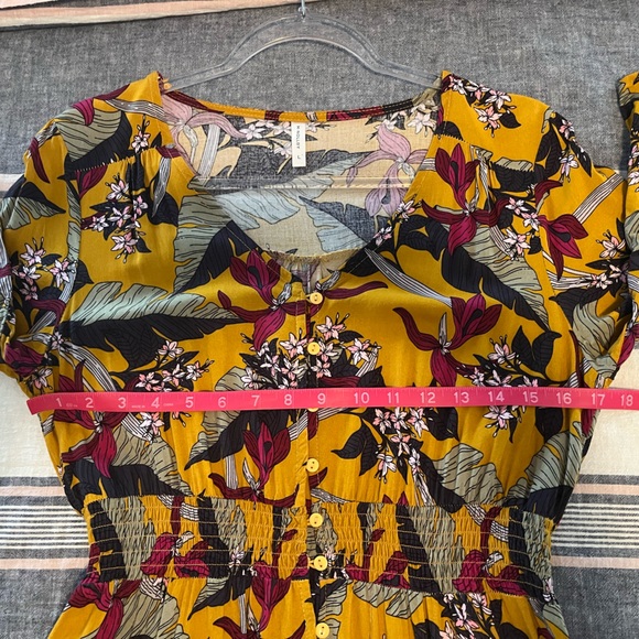 M • NOLLBY | Large | Goldenrod Full Floral Dress | 17” pit to pit - Picture 12 of 13